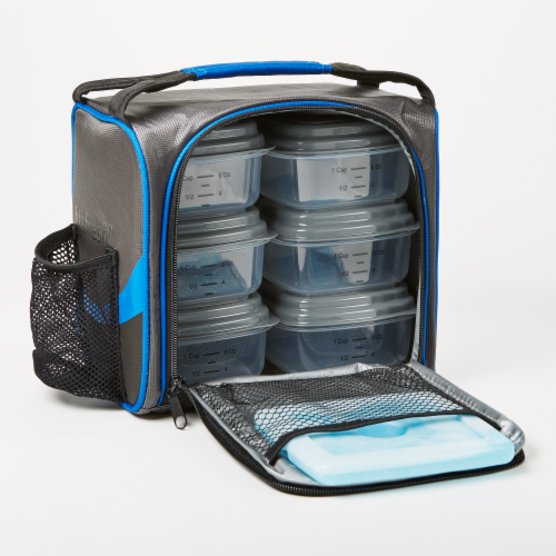 Fit and Fresh Sporty Lunch Kit - Black / Nautical Blue Perspective: top
