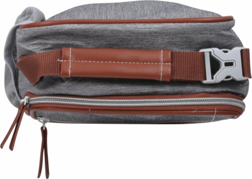 Fit and Fresh Gray & Brown Trim Lunch Bag Perspective: top