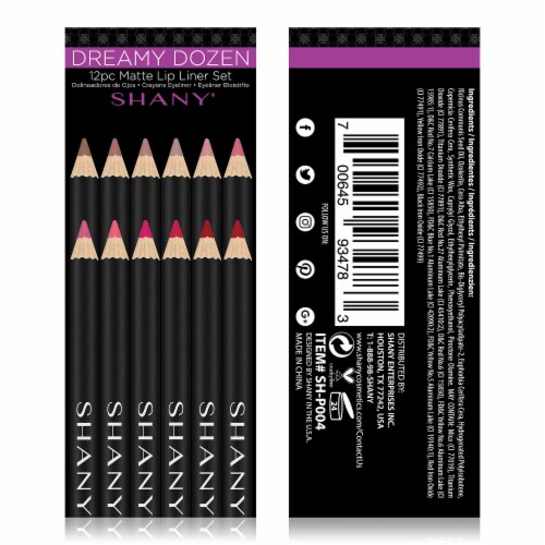 SHANY Dreamy Dozen Matte Cosmetics Lip Liner Set Vegan Perspective: top