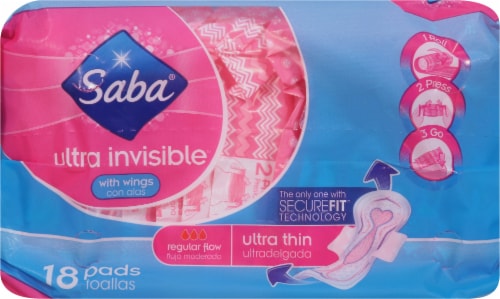Saba® Ultra Invisible™ Regular Flow Ultra Thin with Wings Maxi Pads Perspective: top
