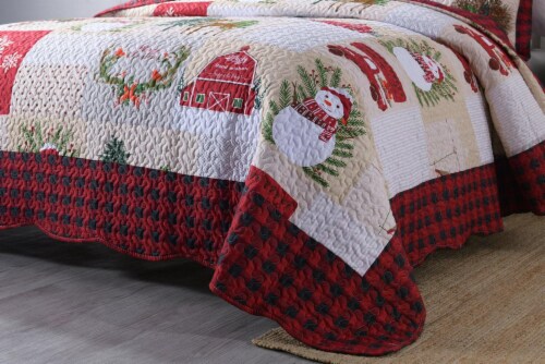 MarCielo 3 Pcs Christmas Quilt Bedspread Set B013 Perspective: top