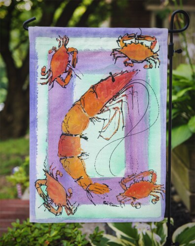 Carolines Treasures 8037GF Shrimp and Crab Garden Flag Perspective: top