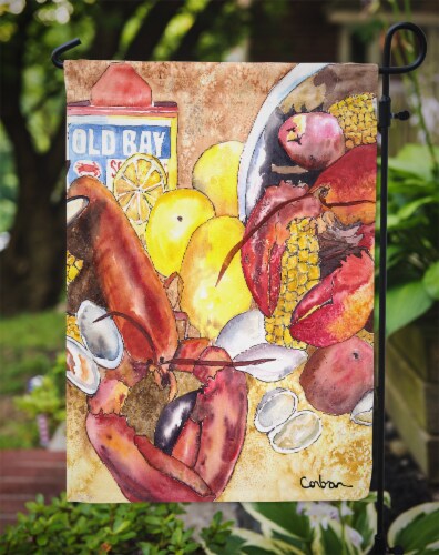 Carolines Treasures 8719GF Lobster with Old Bay Garden Flag Perspective: top