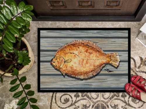 Carolines Treasures 8495-MAT Flounder Doormat 18x27 Perspective: top
