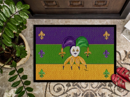 Carolines Treasures 8386JMAT Mardi Gras Doormat 24x36 Perspective: top