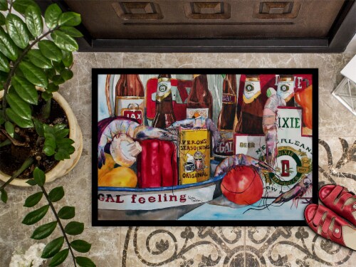 Carolines Treasures 1010JMAT Veron's and New Orleans Beers Doormat 24x36 Perspective: top