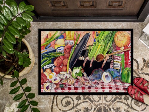 Gumbo and Potato Salad  Door Mat, Indoor Rug or Outdoor Welcome Mat 24x36 Doorma Perspective: top