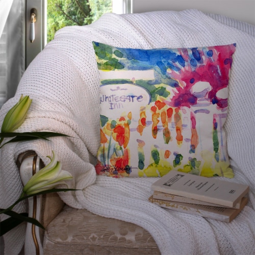 Carolines Treasures  6124PW1414 Whitegate Inn fence Houses Fabric Decorative Pil Perspective: top