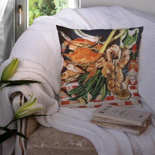 Carolines Treasures 8537PW1414 Crab Boil Fabric Decorative Pillow Perspective: top