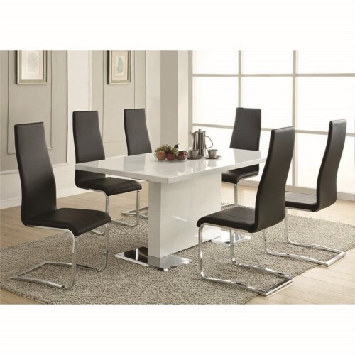 Bowery Hill Faux Leather Dining Side Chair in Black and Chrome (set of 4) Perspective: top