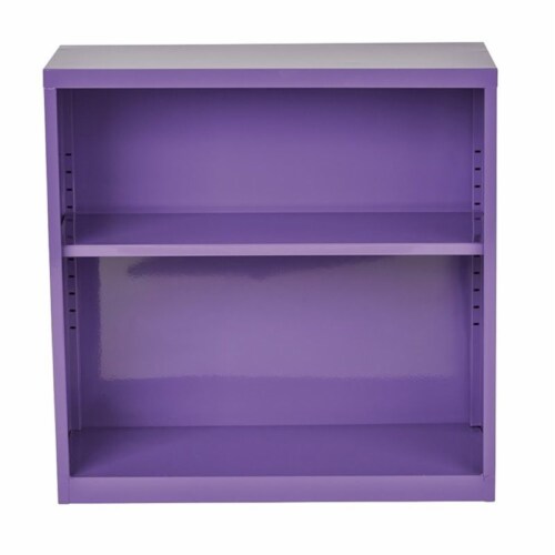 Scranton & Co 2 Shelf Metal Bookcase in Purple Perspective: top