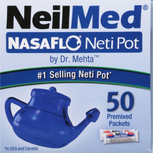 NeilMed NasaFlo Neti Pot (Clear Design) Kit w/ 50 premixed packets –  Natural Health Garden