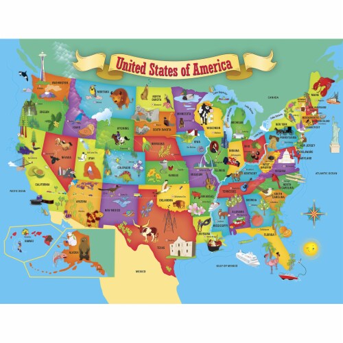MasterPieces USA Map with State Shaped Pieces Perspective: top