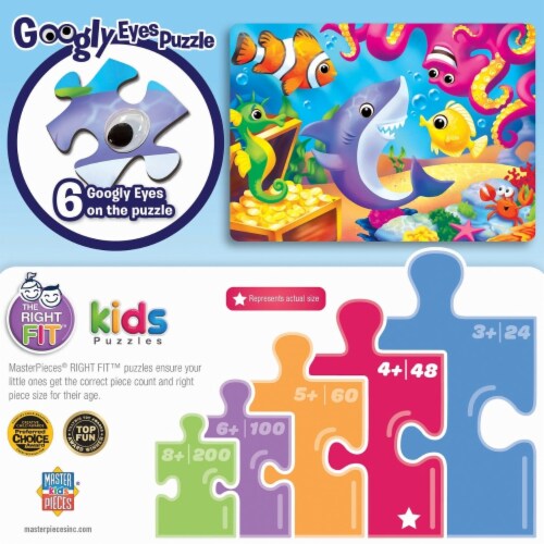 Masterpieces Googly Eyes Lil Shark 48 Piece Kids Jigsaw Puzzle With Wiggly Eyes Underwater Sc Perspective: top