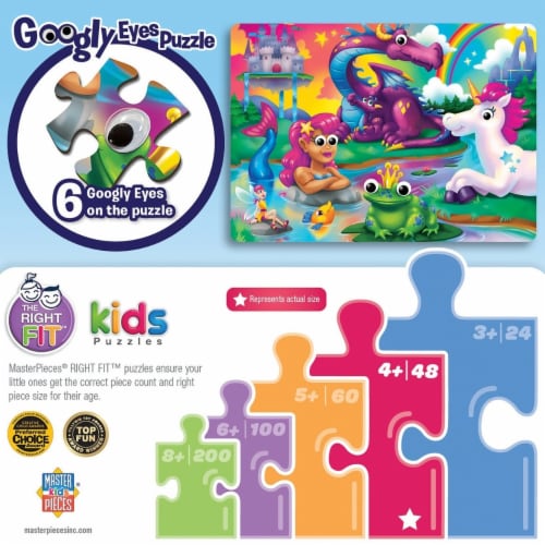 Masterpieces Googly Eyes Fantasy Friends 48 Piece Kids Jigsaw Puzzle With Wiggly Eyes 19X14 Perspective: top