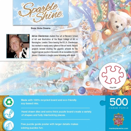 Snow Globe Dreams 500 Piece Glitter Jigsaw Puzzle Perspective: top