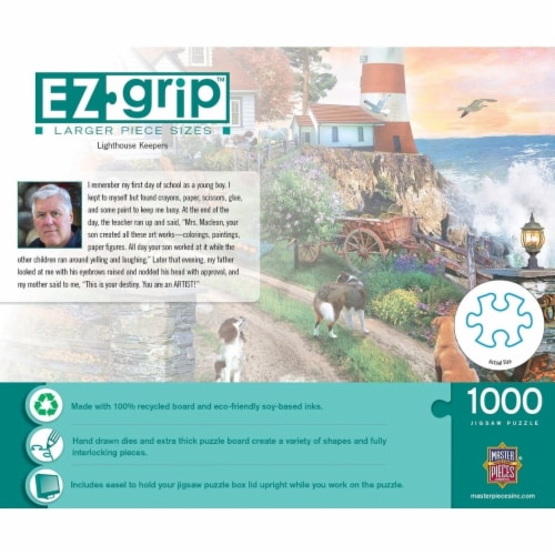 Masterpieces Ez Grip Lighthouse Keepers 1000 Piece Jigsaw Puzzle 34X23.5 Eco-Friendly Perspective: top