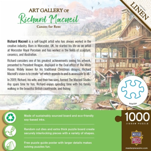 Masterpieces Art Gallery - Canoes For Rent 1000 Piece Jigsaw Puzzle Perspective: top