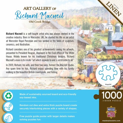 Masterpieces Art Gallery - Old Creek Bridge 1000 Piece Jigsaw Puzzle Perspective: top