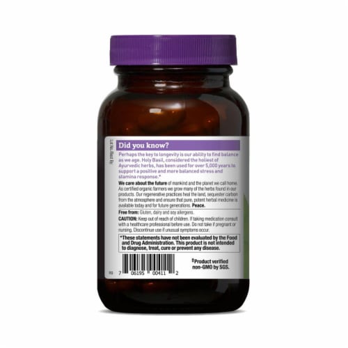 Oregon's Wild Harvest Holy Basil Vegetarian Capsules Perspective: top