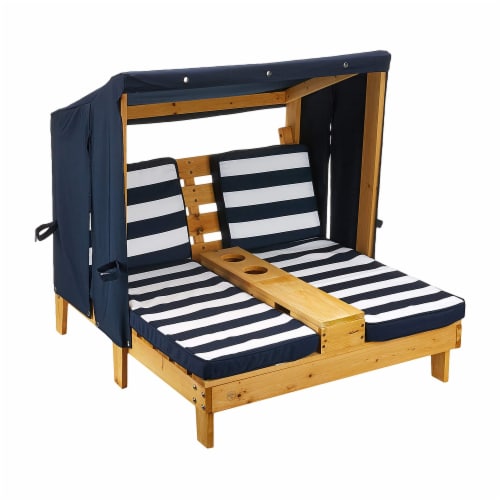 KidKraft Wooden Double Chaise Lounge for Kids Ages 3 to 8 Navy