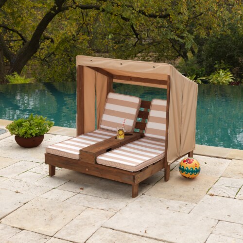 KidKraft Children's Double Chaise Lounge with Cup Holders - Espresso & Oatmeal Perspective: top
