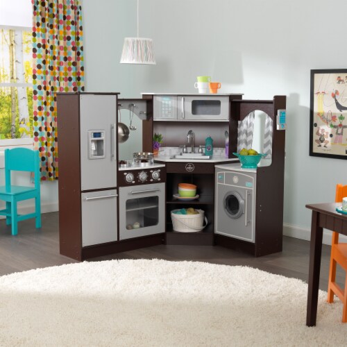 KidKraft Ultimate Corner Play Kitchen with Lights & Sounds - Espresso Perspective: top