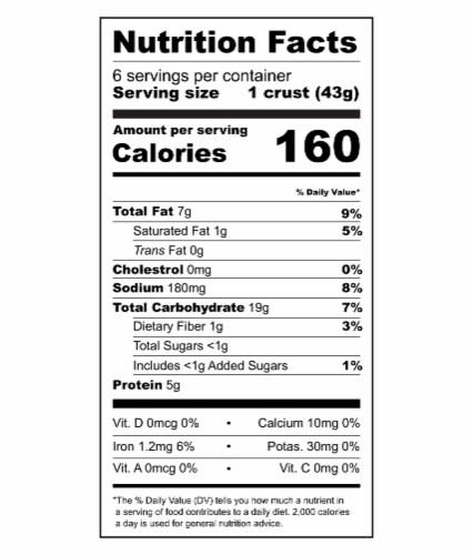 Atoria's Family Bakery Traditional Personal Pizza Crusts 8-Packs of 6 Pizza Crusts (48) Perspective: top