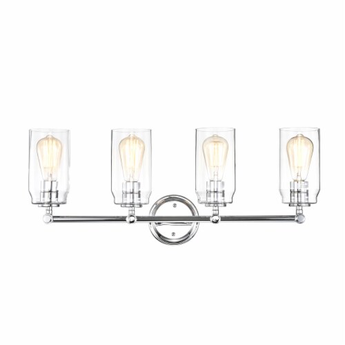 Lighting JOYCE Contemporary 4 Light Chrome Bath Vanity Fixture 28 Width Perspective: top