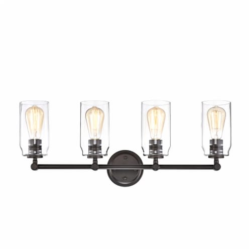 Lighting JOYCE Contemporary 4 Light Rubbed Bronze Bath Vanity Fixture 28  Width Perspective: top