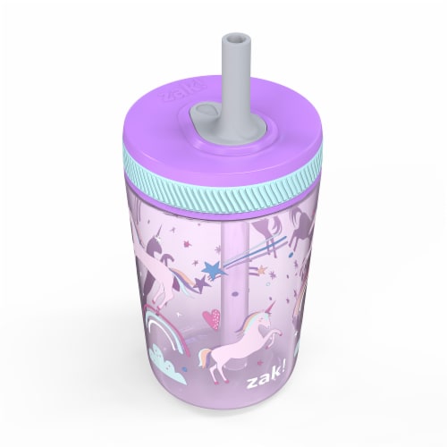 Zak! Fanciful Unicorn Antimicrobial Single Wall Leakproof Kelso Tumbler with Straw Perspective: top