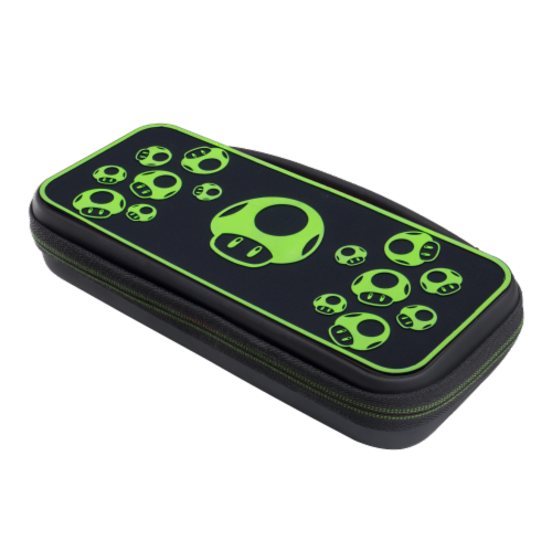 PDP Travel Case Plus GLOW: 1-Up Mushroom For Nintendo Switch & Switch Lite - OLED Model Perspective: top