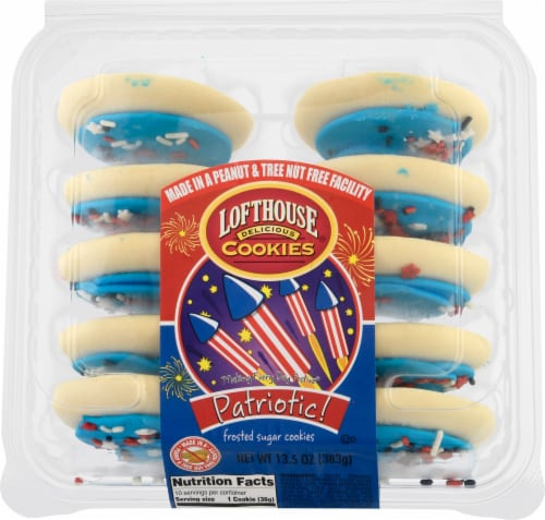 Lofthouse Patriotic Blue Frosted Sugar Cookies Perspective: top
