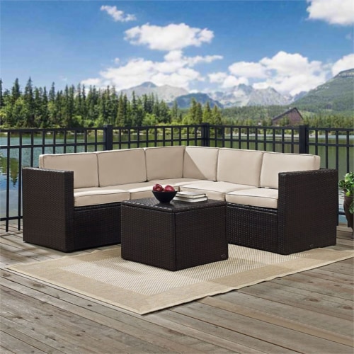 Crosley KO70007BR-SA Palm Harbor 6-Piece Outdoor Wicker Sectional