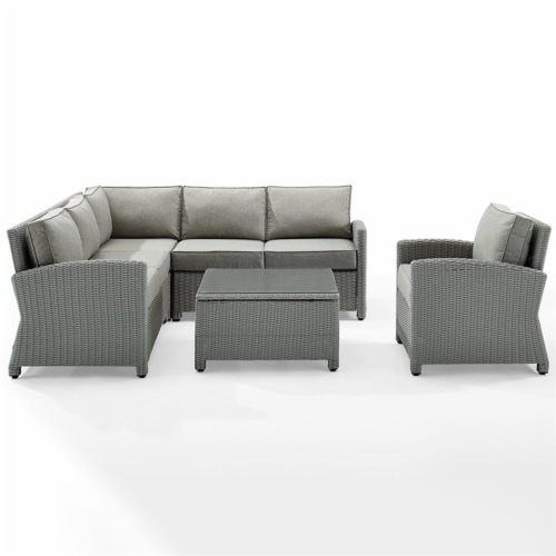 Crosley Bradenton 5 Piece Wicker Patio Sectional Set in Gray Perspective: top