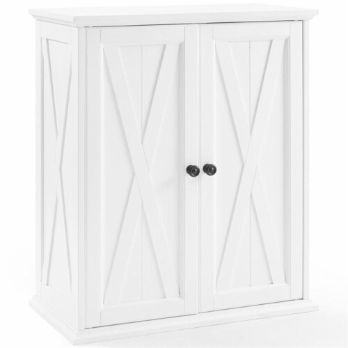 Crosley Clifton 2 Door Stackable Pantry in Distressed White Perspective: top