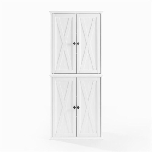 Crosley Clifton 4 Door Pantry in Distressed White Perspective: top