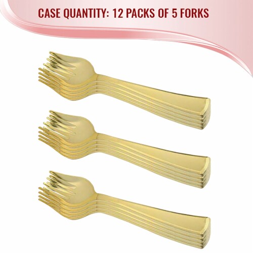 Gold Disposable Plastic Serving Forks (60 Serving Forks) Perspective: top