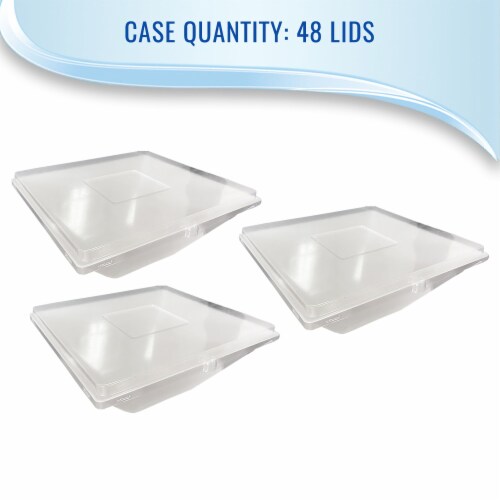 11.8  Clear Big Square 128 oz. Bowl Disposable PET Lids (48 Lids) Perspective: top