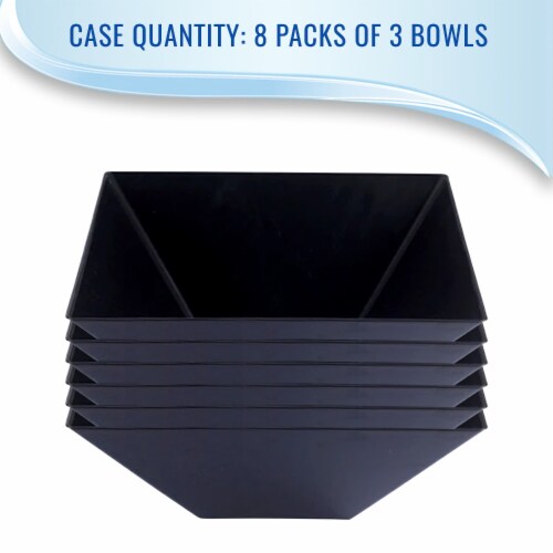3 qt. Black Square Plastic Serving Bowls (24 Bowls) Perspective: top