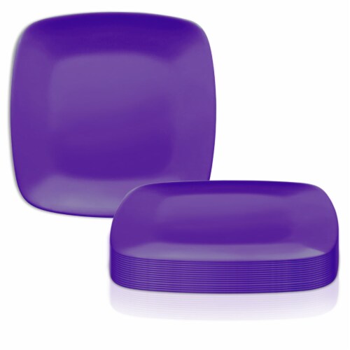 Purple Flat Rounded Square Disposable Plastic Dinner Plates 10" (120