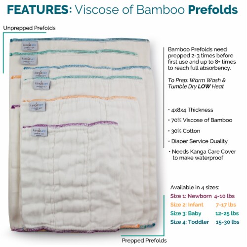 Kanga Care Bamboo Prefold Cloth Diapers (6pk) - Size 4 : Toddler Perspective: top