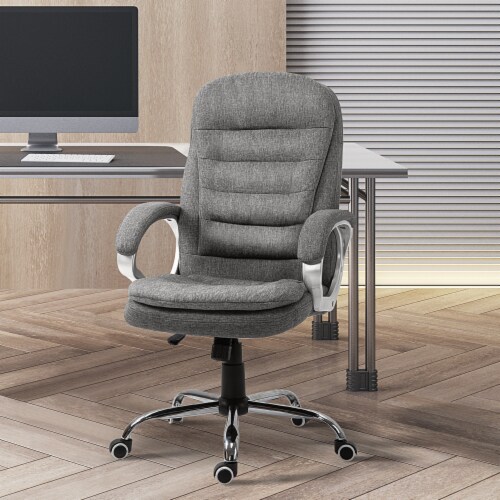 Executive Swivel Office Computer Desk Chair with Armrests Linen Fabric