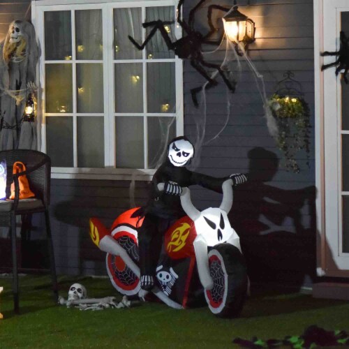 6ft Halloween Inflatable Reaper Motorcycle Outdoor Yard Decorations Perspective: top
