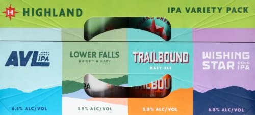 Highland Brewing Company IPA Variety Pack Beer Cans Perspective: top