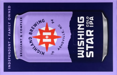 Highland Brewing Company Wishing Star Cold IPA Craft Beer Cans Perspective: top