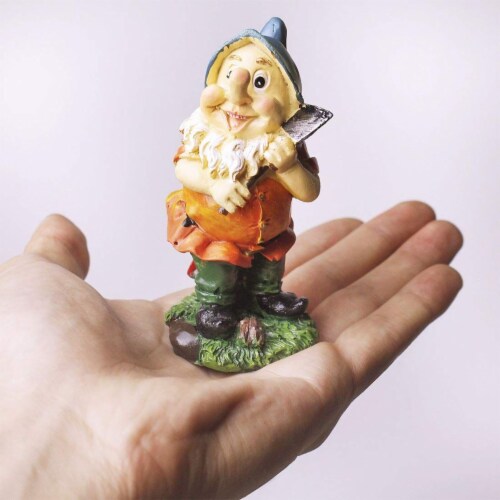 Juvale Happy Mini Gnome Figurines for Fairy Gardens (4 inches, Set of 6) Perspective: top