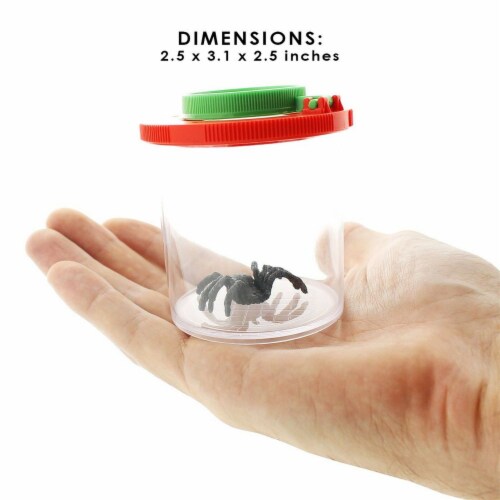 Plastic Transparent Bug Viewer Jar for Kids, with 3X Magnifying Lens,  Red and Green Perspective: top