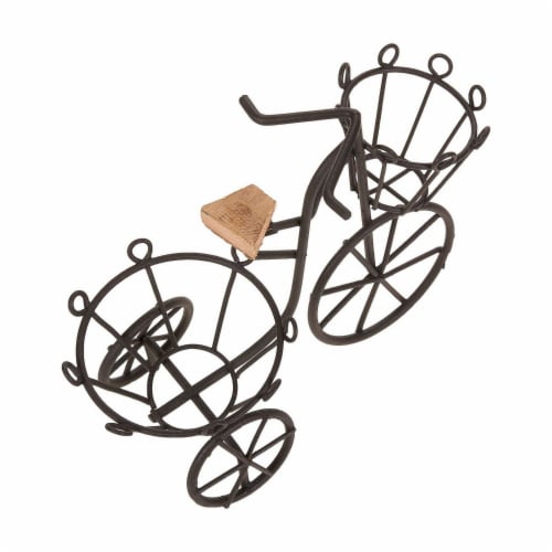 Juvale Miniature Bicycle Planter Stand for Succulents and Plants (7 x 6 x 3 in, Black) Perspective: top