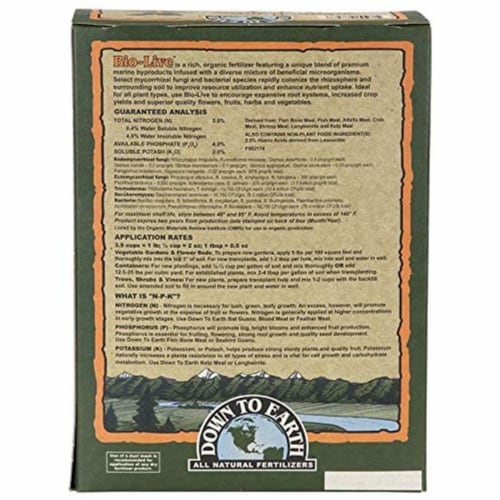 Down to Earth Organic Bio-Live Fertilizer Mix 5-4-2, 5 lb Perspective: top